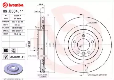 09.B504.11 BREMBO Тормозной диск