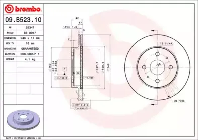 09.B523.10 BREMBO Тормозной диск