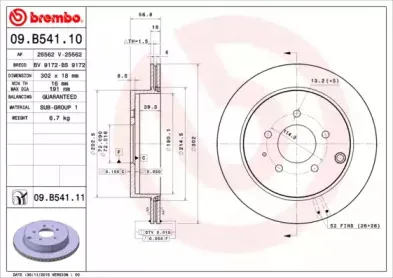 09.B541.11 BREMBO Тормозной диск