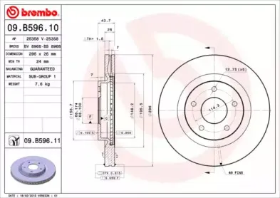 09.B596.11 BREMBO Тормозной диск