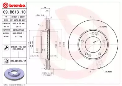 09.B613.11 BREMBO Тормозной диск