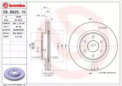 09.B625.10 BREMBO Тормозной диск