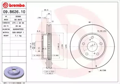 09.B626.10 BREMBO Тормозной диск