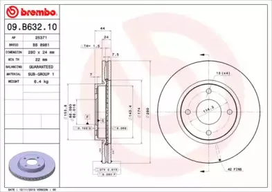 09.B632.10 BREMBO Тормозной диск
