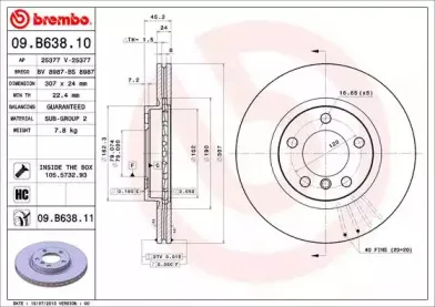09.B638.10 BREMBO Тормозной диск