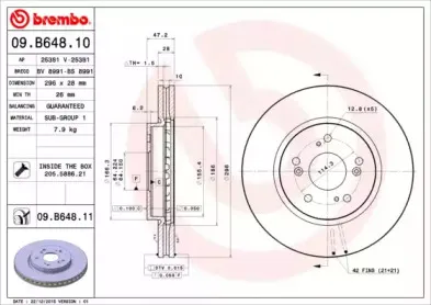 09.B648.10 BREMBO Тормозной диск
