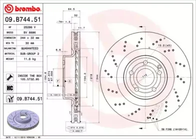 09.B744.51 BREMBO Тормозной диск