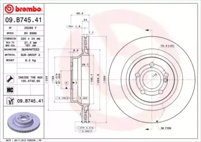 09.B745.41 BREMBO Тормозной диск