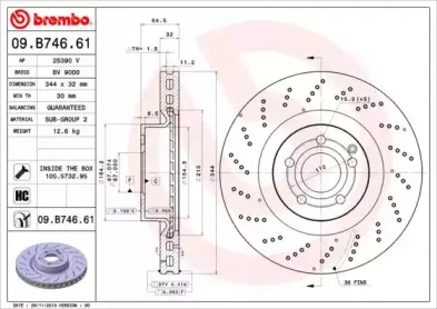09.B746.61 BREMBO Тормозной диск