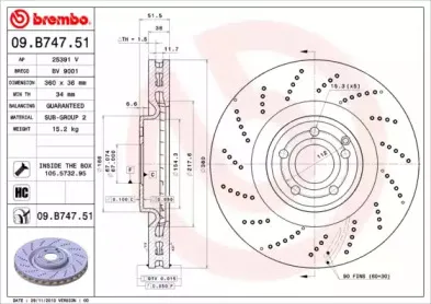 09.B747.51 BREMBO Тормозной диск