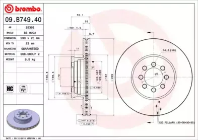09.B749.40 BREMBO Тормозной диск