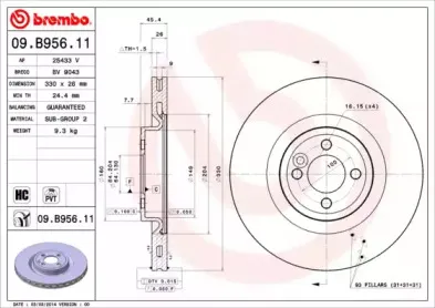 09.B956.11 BREMBO Тормозной диск