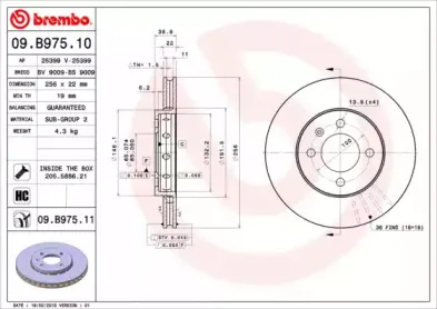09.B975.11 BREMBO Тормозной диск