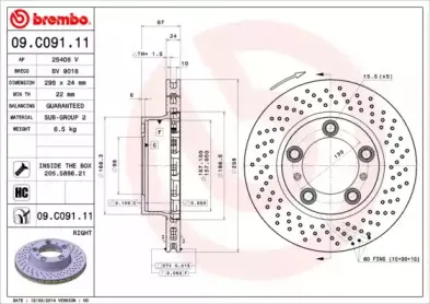 09.C091.11 BREMBO Тормозной диск