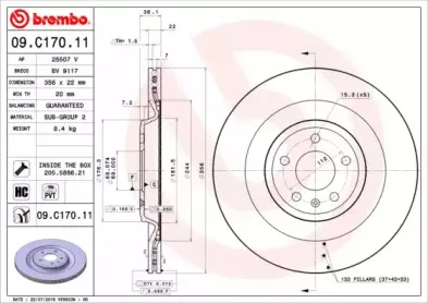 09.C170.11 BREMBO Тормозной диск