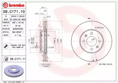 09.C171.10 BREMBO Тормозной диск