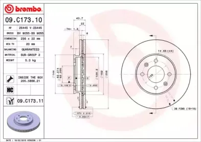 09.C173.11 BREMBO Тормозной диск