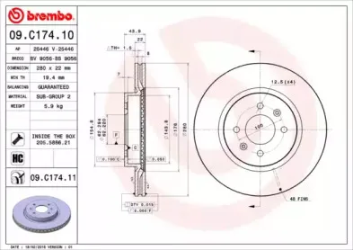 09.C174.11 BREMBO Тормозной диск