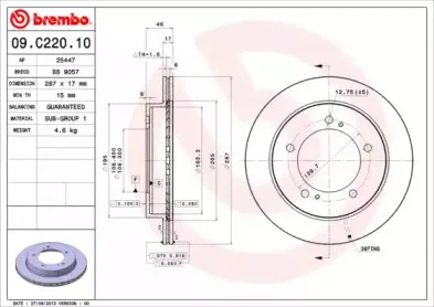 09.C220.10 BREMBO Тормозной диск