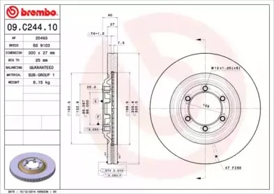 09.C244.10 BREMBO Тормозной диск