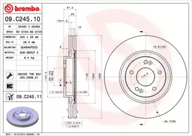 09.C245.11 BREMBO Тормозной диск