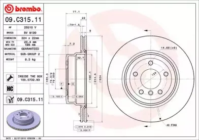 09.C315.11 BREMBO Тормозной диск