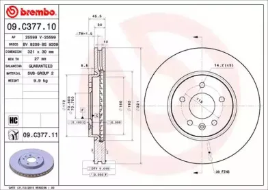 09.C377.11 BREMBO Тормозной диск
