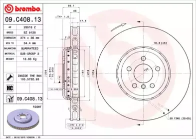 09.C408.13 BREMBO Тормозной диск