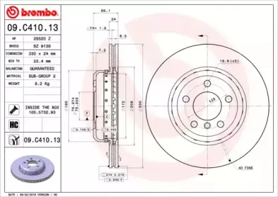 09.C410.13 BREMBO Тормозной диск