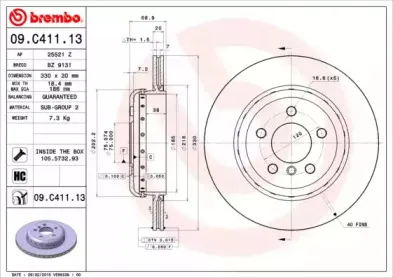 09.C411.13 BREMBO Тормозной диск