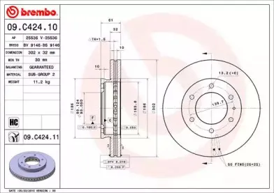 09.C424.11 BREMBO Тормозной диск