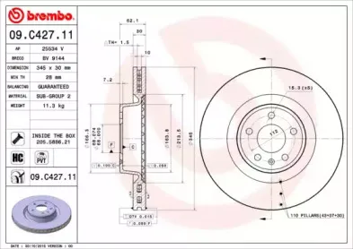 09.C427.11 BREMBO Тормозной диск