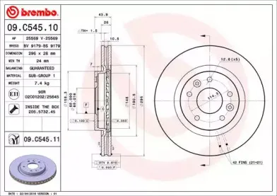 09.C545.11 BREMBO Тормозной диск