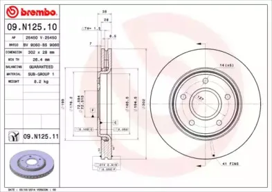 09.N125.11 BREMBO Тормозной диск