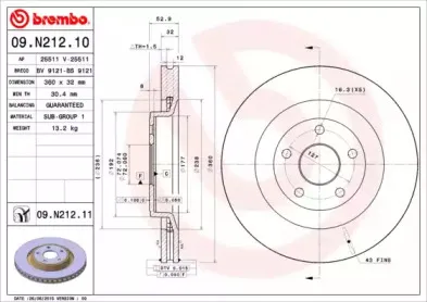09.N212.11 BREMBO Тормозной диск