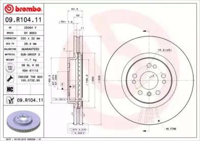 09.R104.11 BREMBO Тормозной диск