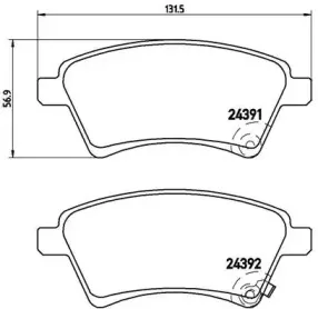 P 23 105 BREMBO Комплект тормозных колодок, дисковый тормоз