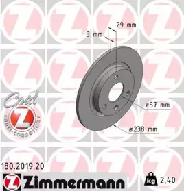 180.2019.20 ZIMMERMANN Тормозной диск