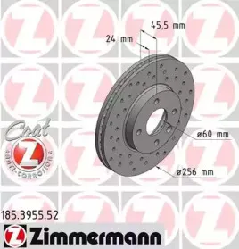 185.3955.52 ZIMMERMANN Тормозной диск