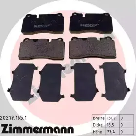 20217.165.1 ZIMMERMANN Комплект тормозных колодок, дисковый тормоз