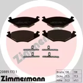 20889.173.1 ZIMMERMANN Комплект тормозных колодок, дисковый тормоз