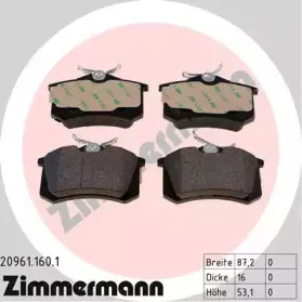 20961.160.1 ZIMMERMANN Комплект тормозных колодок, дисковый тормоз