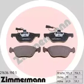 21636.190.1 ZIMMERMANN Комплект тормозных колодок, дисковый тормоз