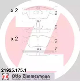 21925.175.1 ZIMMERMANN Комплект тормозных колодок, дисковый тормоз