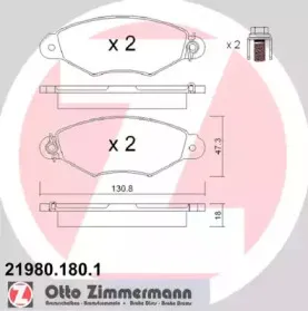 21980.180.1 ZIMMERMANN Комплект тормозных колодок, дисковый тормоз