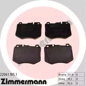 22061.185.1 ZIMMERMANN Комплект тормозных колодок, дисковый тормоз