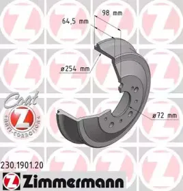 230.1901.20 ZIMMERMANN Тормозной барабан