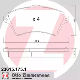 23615.175.1 ZIMMERMANN Комплект тормозных колодок, дисковый тормоз