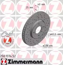 250.1374.52 ZIMMERMANN Тормозной диск