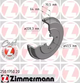 250.1750.20 ZIMMERMANN Тормозной барабан